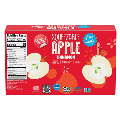 Lunch Buddies Apple Cinnamon Applesauce Squeezies - 12 pack, 3.2 oz